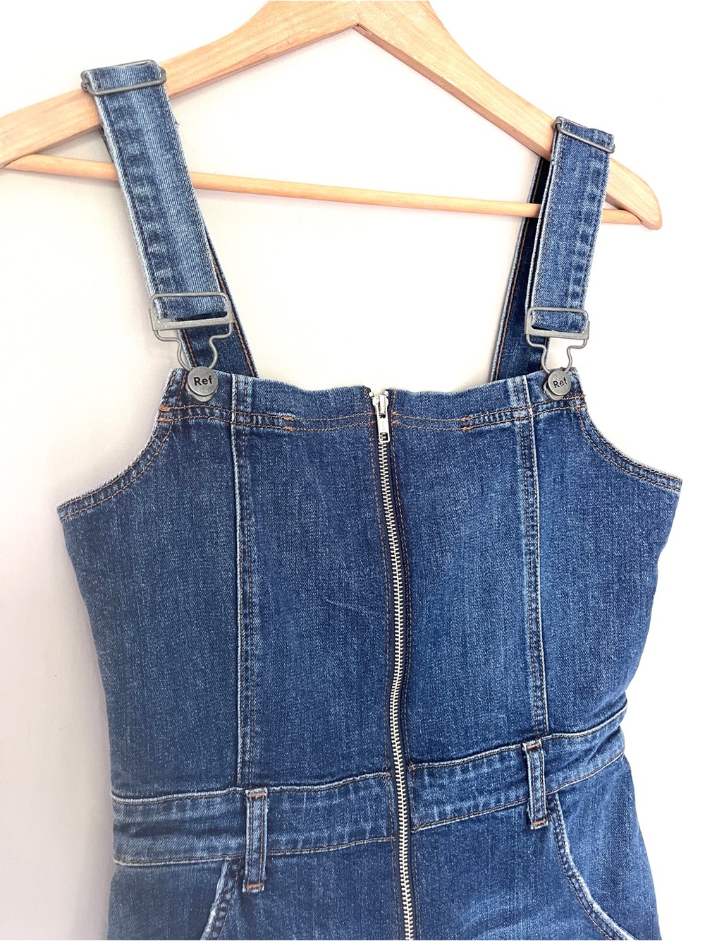 Reformation Jenny Zip Front Denim Jumpsuit Wide Leg Overalls Size 4